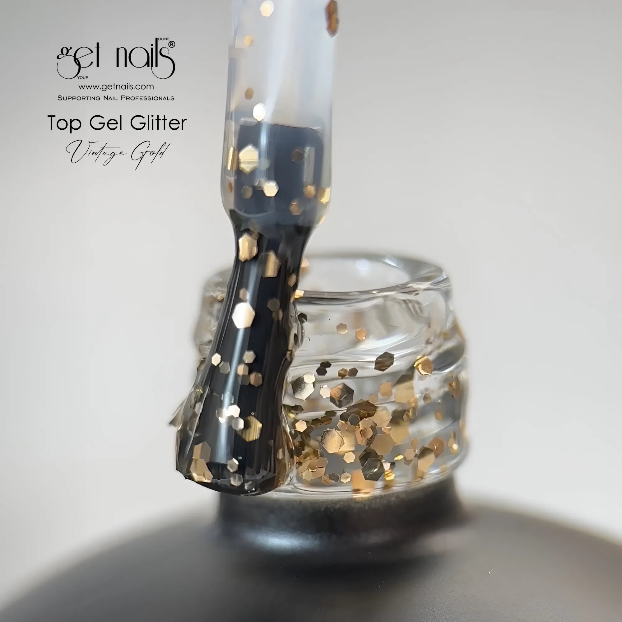 Top Gel Glitter Vintage Gold 15g GET NAILS