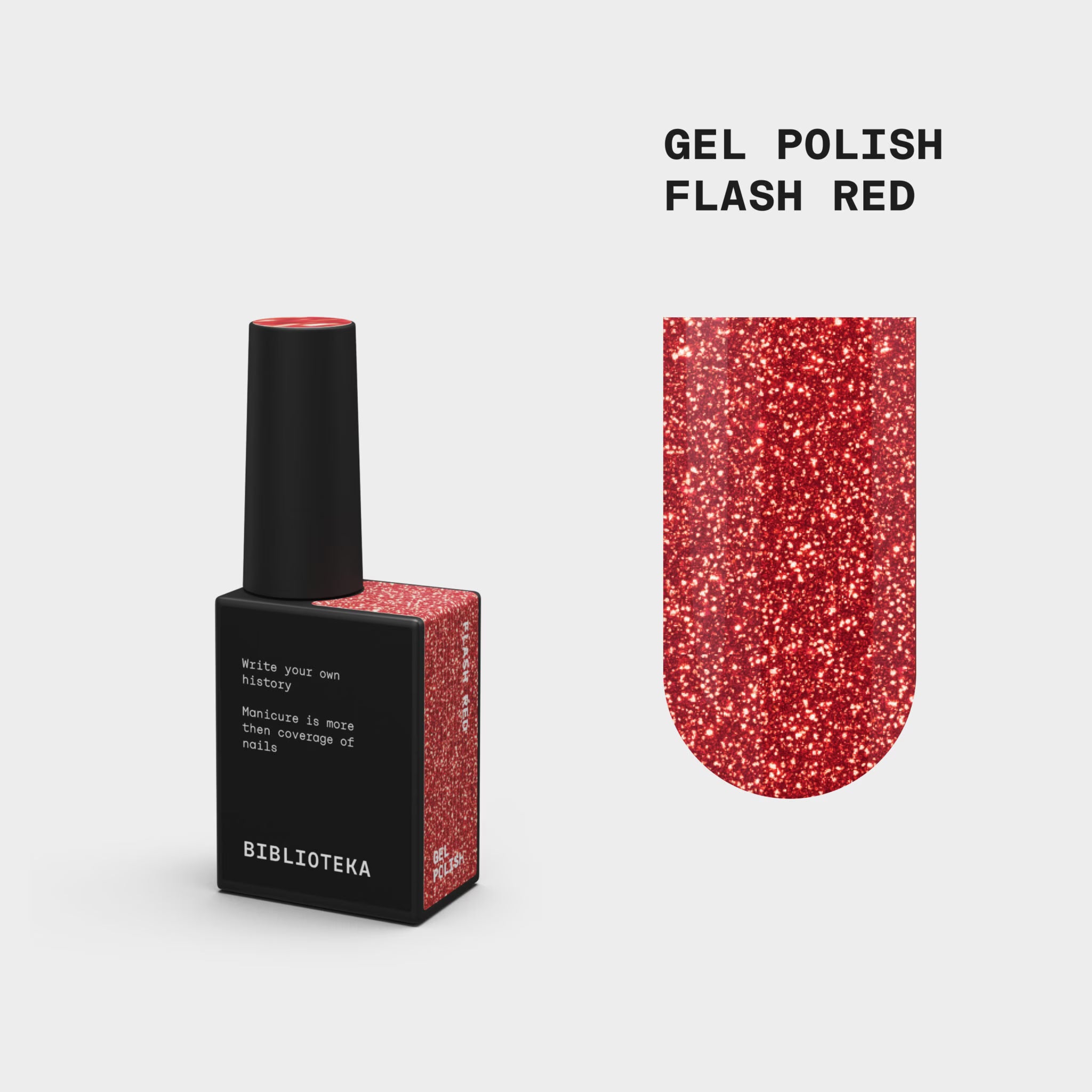 BIBLIOTEKA Gel Polish Flash Red - reflective red, 10ml