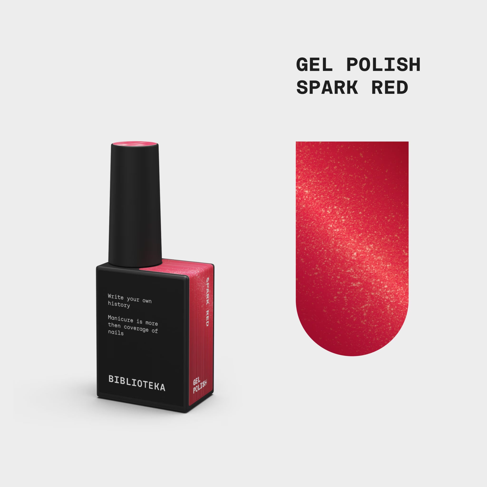 BIBLIOTEKA Gel Polish Spark Red – Red with fine shimmer, 10ml