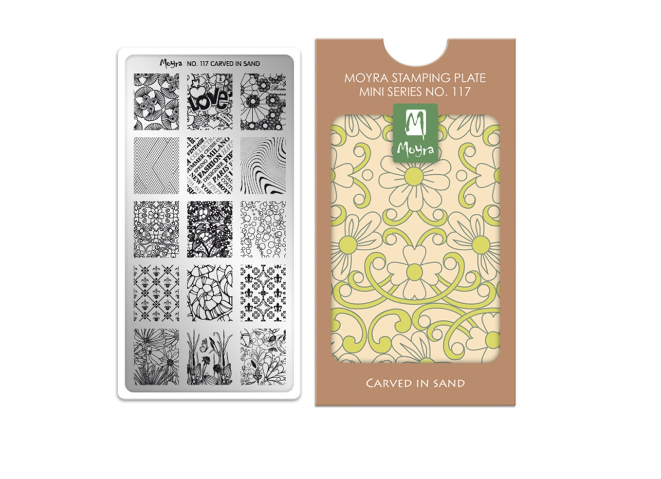 Moyra Mini stamping plate 117 Carved in sand