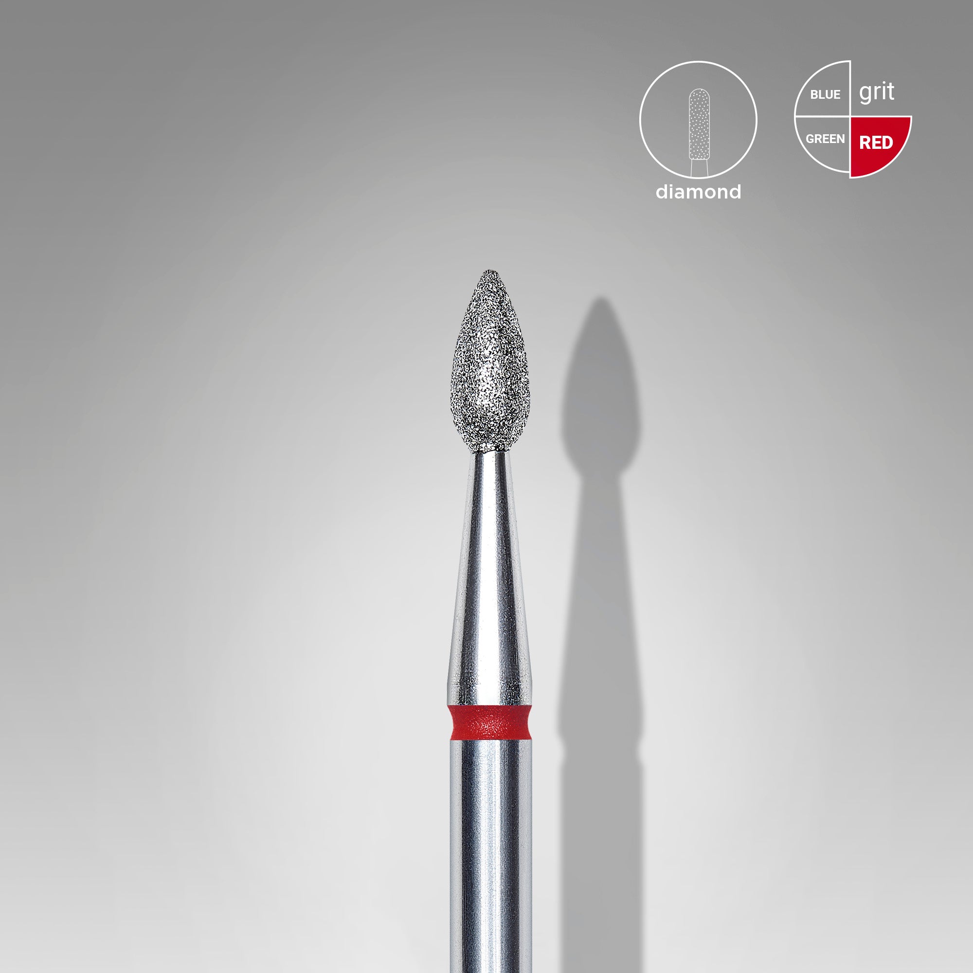 Staleks Capat de freza diamantat picătură ascuțit roșu 2,3 mm