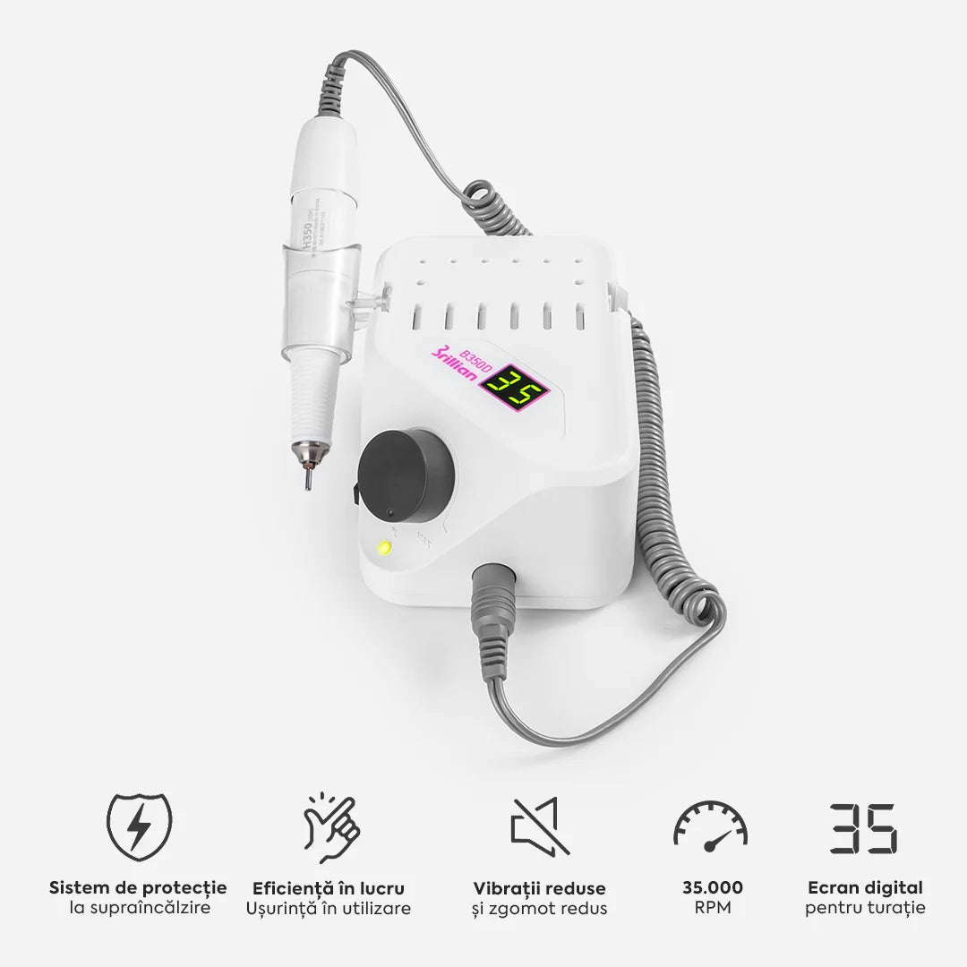 Freza Unghii Profesionala Brillian B350D Saeshin + Mandrina H350 White 35K RPM