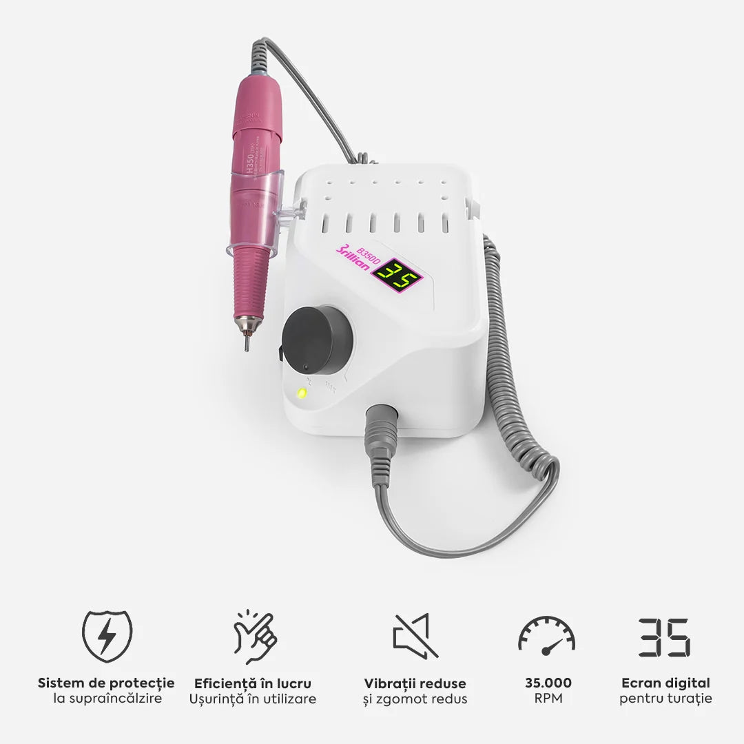 Freza Unghii Profesionala Brillian B350D Saeshin + Mandrina H350 Pink 35K RPM