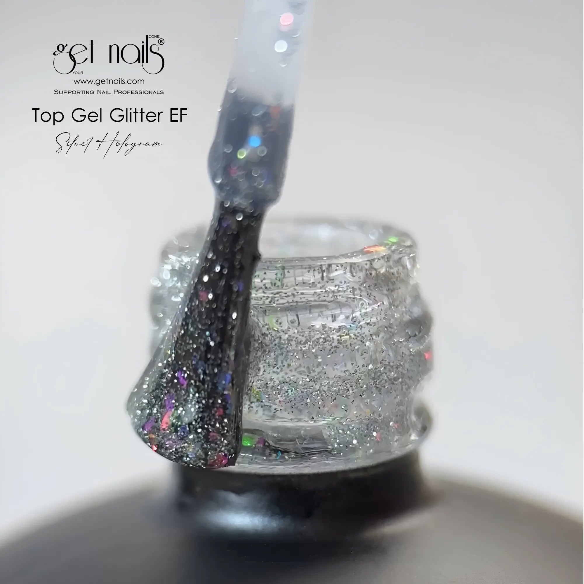Top Gel Glitter EF Silver Hologram 15g GET NAILS