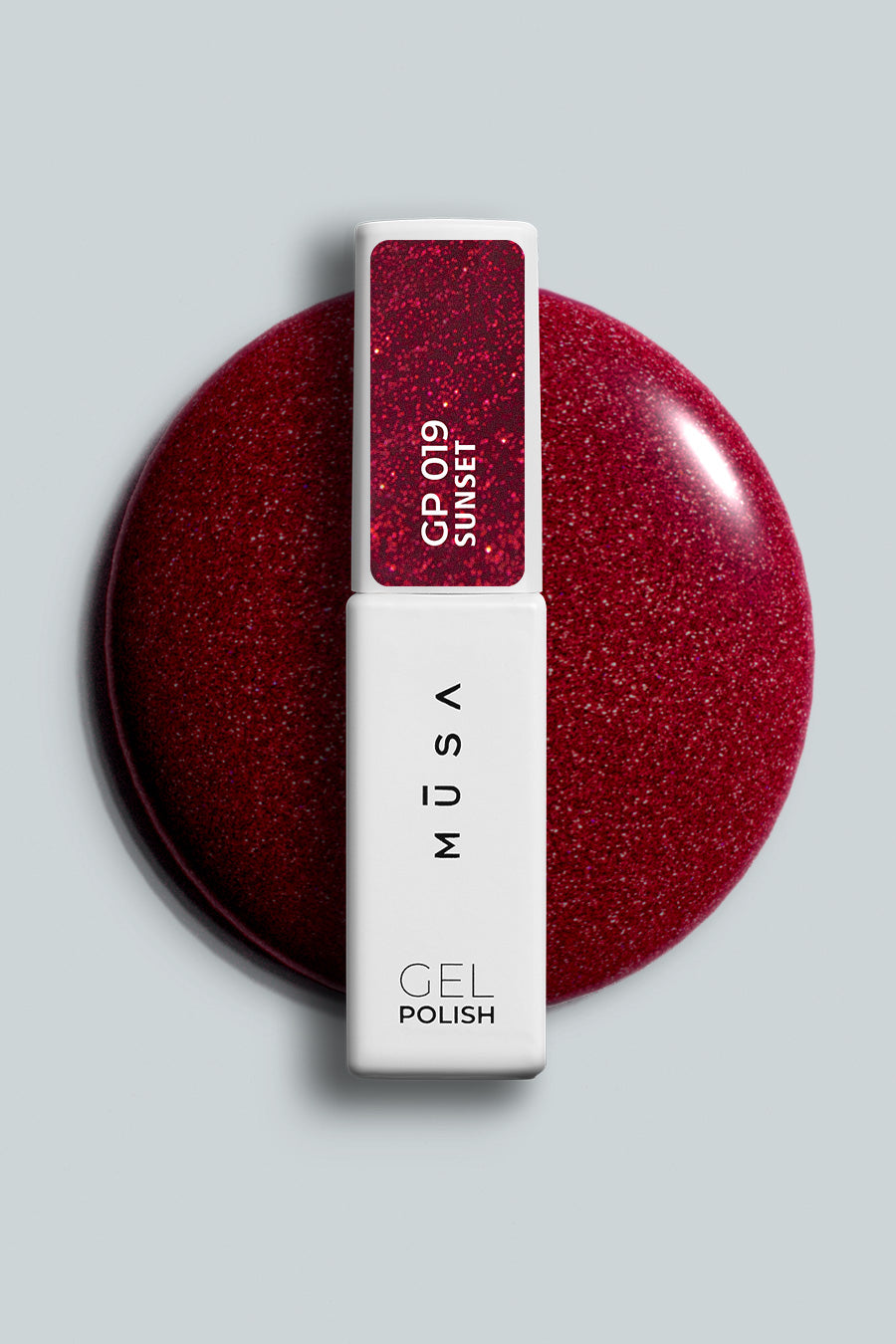 Gel Polish SUNSET Rosso Rubino Glitterat GP019 - 7ml MUSA