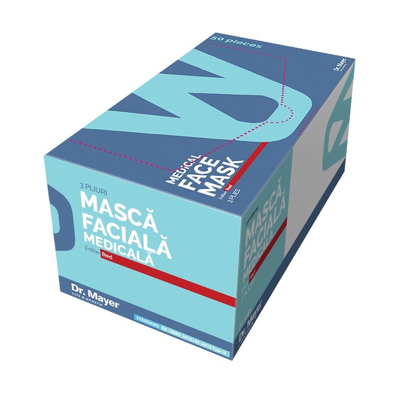 Masca Medicala 4 Straturi Full Color Red Dr.Mayer